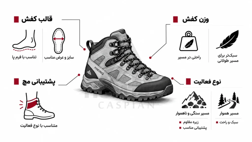 24 info watermarked راهنمای خرید کفش کوهنوردی زنانه؛ قالب، وزن و پشتیبانی مچ