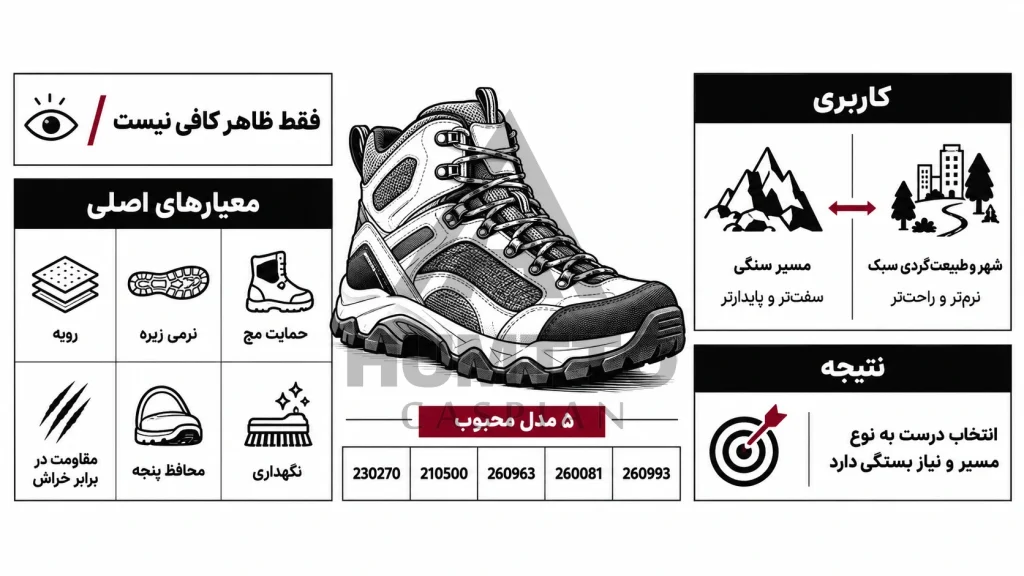 راهنمای جامع انتخاب کفش کوهنوردی بهترین کفش کوهنوردی هامتو؛ مقایسه 5 مدل محبوب برای انتخاب دقیق‌تر
